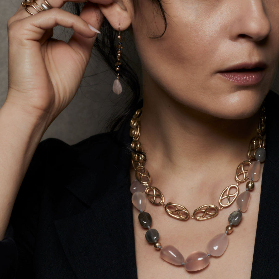 Greco Rose Chain Julie Cohn Design Artisan Bronze Jewelry Handmade