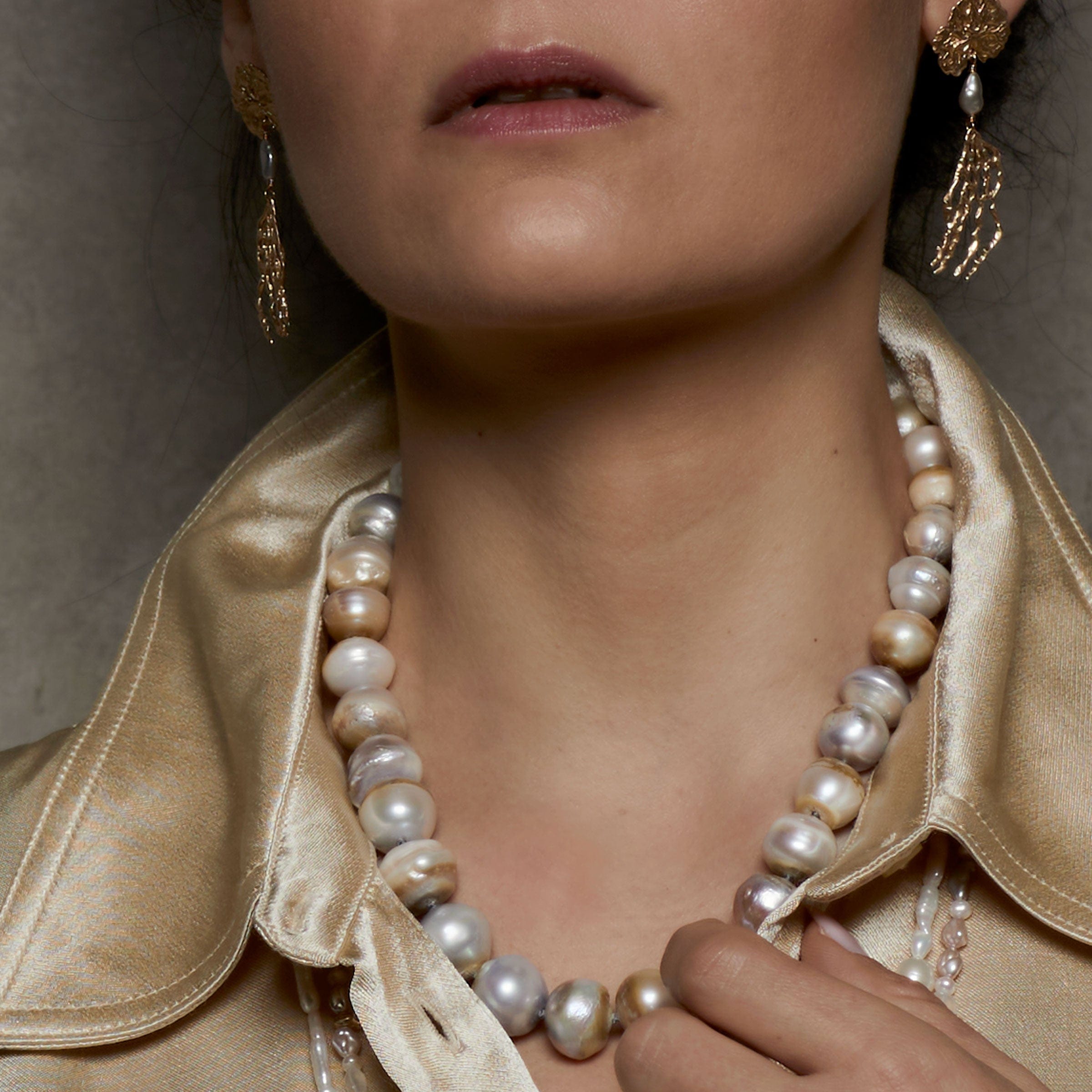 Grace Pearl Necklace Julie Cohn Design Artisan Bronze Jewelry Handmade