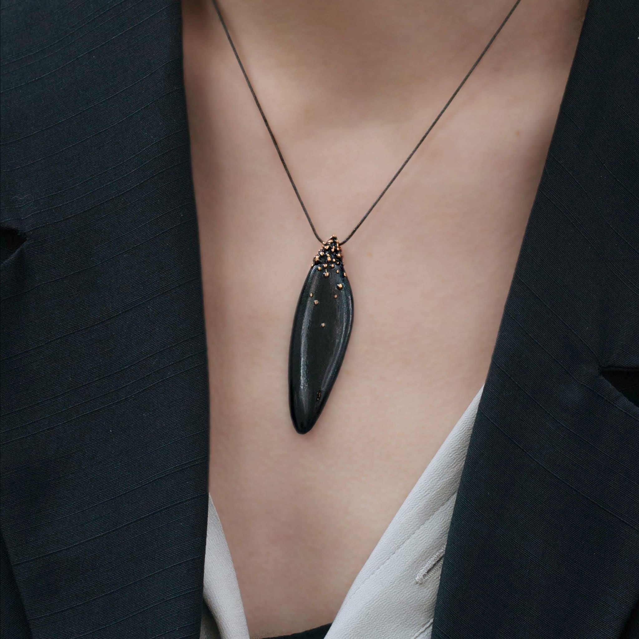 jewelry BLACK SALVIA BRONZE PENDANT JCN128 Julie Cohn Design Artisan Bronze Jewelry Handmade