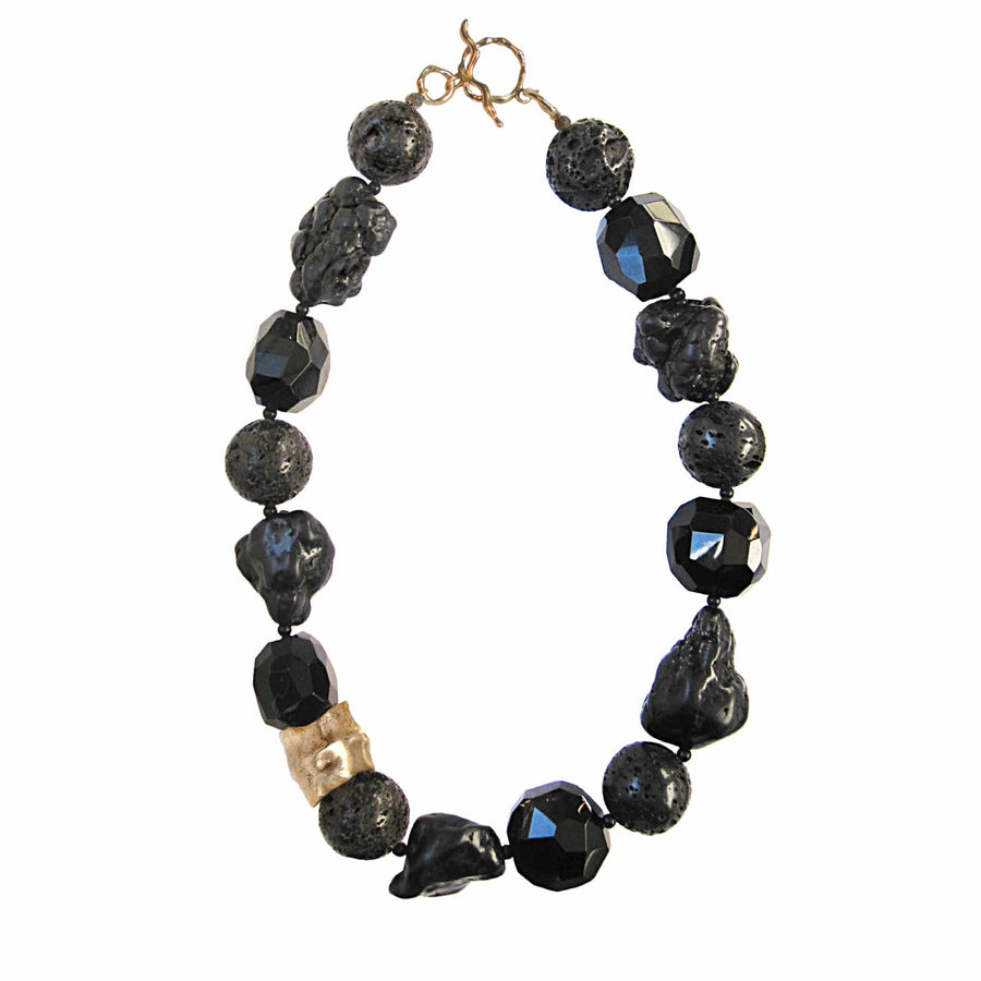 Julie Cohn Design Jewelry MOLTEN ONYX AND LAVA STATEMENT NECKLACE JCN72  Artisan Bronze Jewelry Handmade in the USA