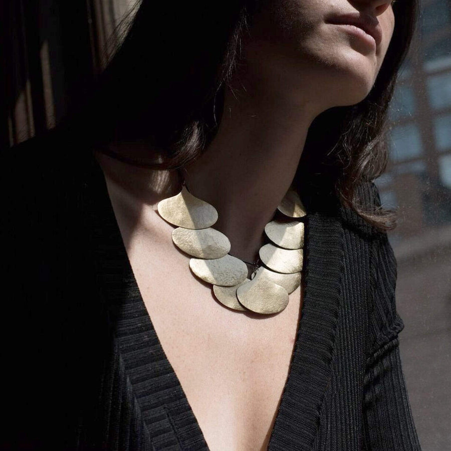 jewelry GINKGO BRONZE NECKLACE JCN280 Julie Cohn Design Artisan Bronze Jewelry Handmade