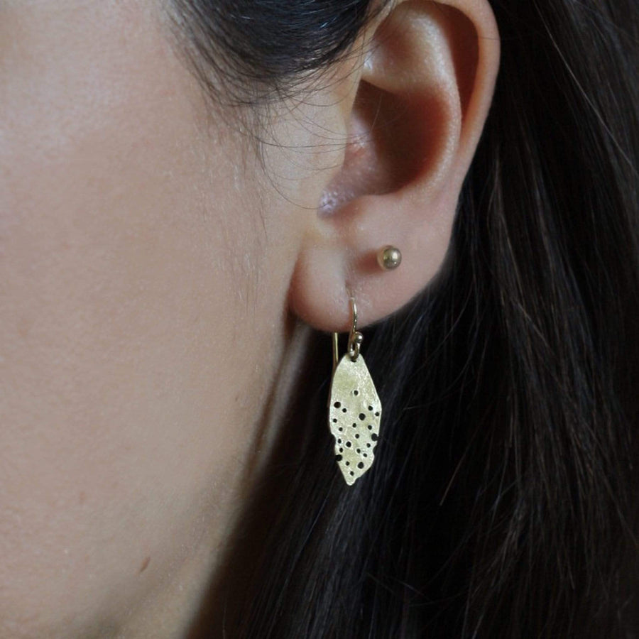 jewelry PETITE LEAF BRONZE EARRING JCE292 Julie Cohn Design Artisan Bronze Jewelry Handmade