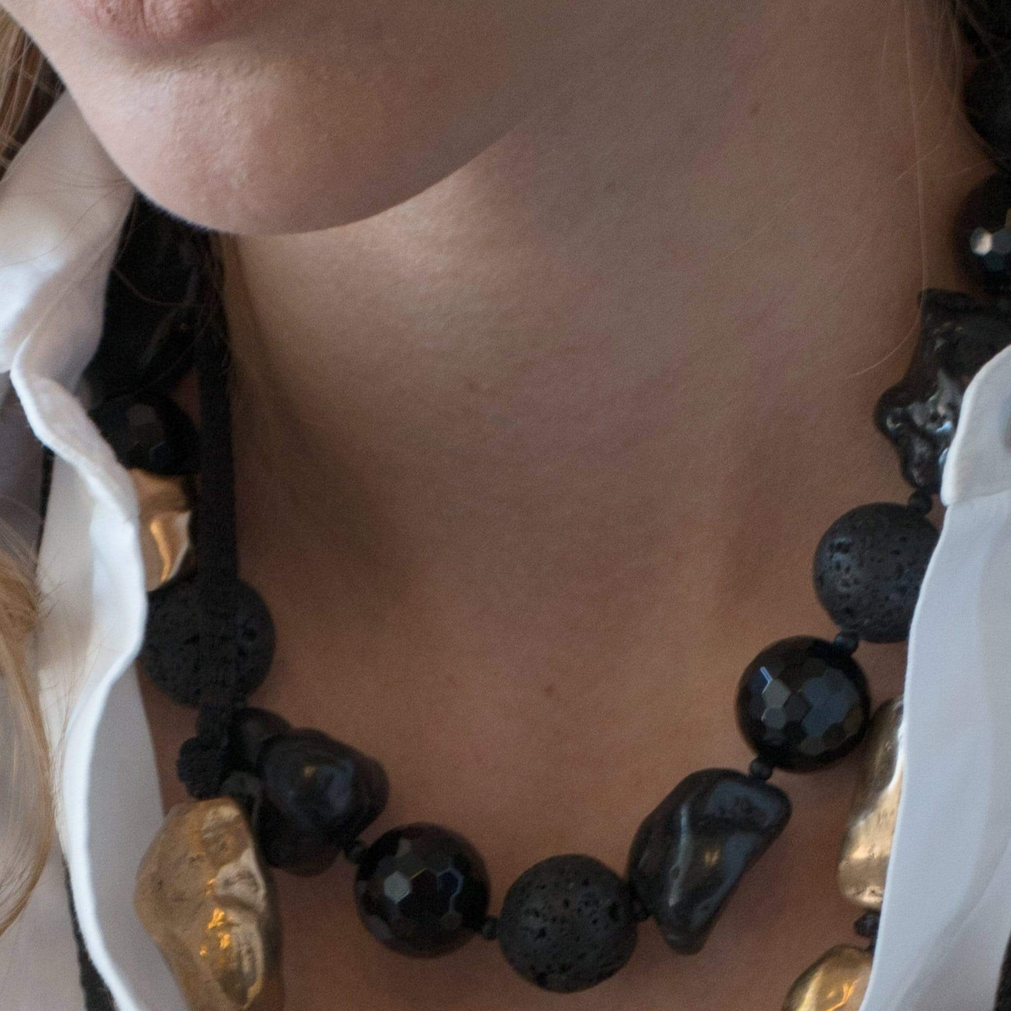 jewelry MOLTEN ONYX NECKLACE JCN72 Julie Cohn Design Artisan Bronze Jewelry Handmade